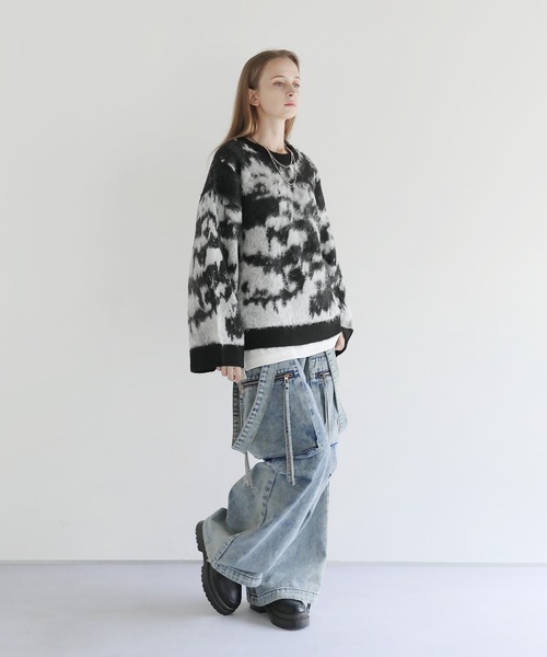 4回使用・FLR FNT-5 ニット素材 サイズ42 27cm 幅広ワイド ワイドスリーブルーズシルエットフェザーニット（ニット