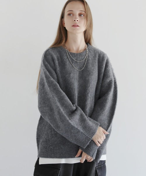 4回使用・FLR FNT-5 ニット素材 サイズ42 27cm 幅広ワイド ワイドスリーブルーズシルエットフェザーニット（ニット