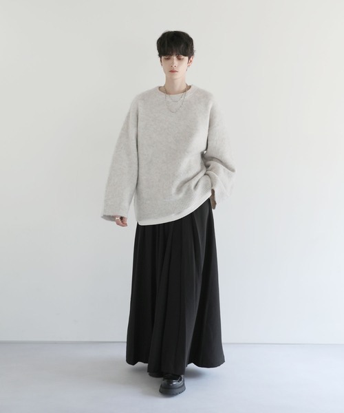 LILL（リル）の「ワイドスリーブルーズシルエットフェザーニット（ニット/セーター・メンズ・チャコール/ブラック/ブラック×グレー/グレー・XL/L/M/S）」の5枚目の写真