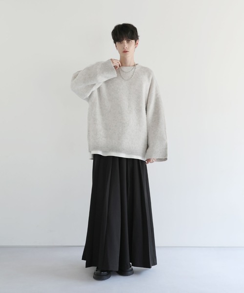 LILL（リル）の「ワイドスリーブルーズシルエットフェザーニット（ニット/セーター・メンズ・チャコール/ブラック/ブラック×グレー/グレー・XL/L/M/S）」の6枚目の写真