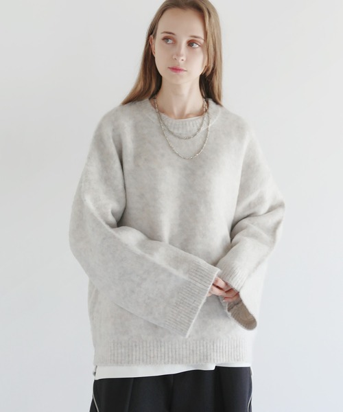 LILL（リル）の「ワイドスリーブルーズシルエットフェザーニット（ニット/セーター・メンズ・チャコール/ブラック/ブラック×グレー/グレー・XL/L/M/S）」の11枚目の写真