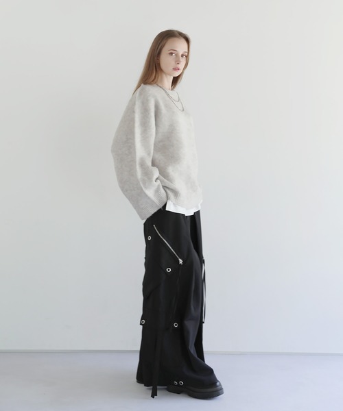 LILL（リル）の「ワイドスリーブルーズシルエットフェザーニット（ニット/セーター・メンズ・チャコール/ブラック/ブラック×グレー/グレー・XL/L/M/S）」の15枚目の写真