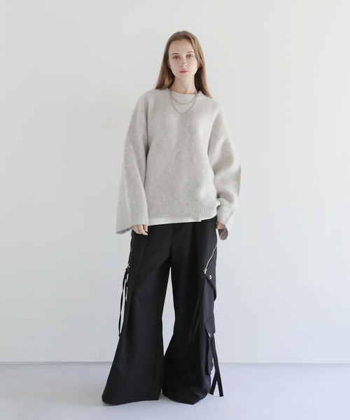 LILL（リル）の「ワイドスリーブルーズシルエットフェザーニット（ニット/セーター・メンズ・チャコール/ブラック/ブラック×グレー/グレー・XL/L/M/S）」の16枚目の写真