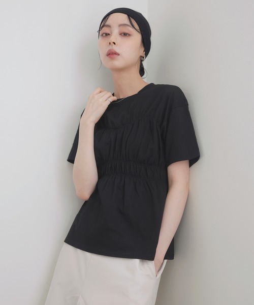LIAN(リアン)の「シャーリングビスチェTシャツ(Tシャツ/カットソー・レディース・オフホワイト/チャコールグレー/ブラック/ブラウン・FREE)」の10枚目の写真