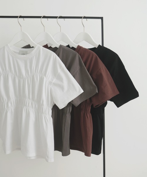 完売品 新品 fitmore シャーリングビスチェTシャツ シャーリングビスチェデザインシャツ（シャツ/ブラウス）｜LIAN
