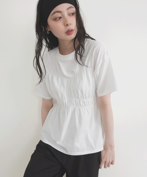 完売品 新品 fitmore シャーリングビスチェTシャツ セール】シャーリングビスチェTシャツ（Tシャツ/カットソー