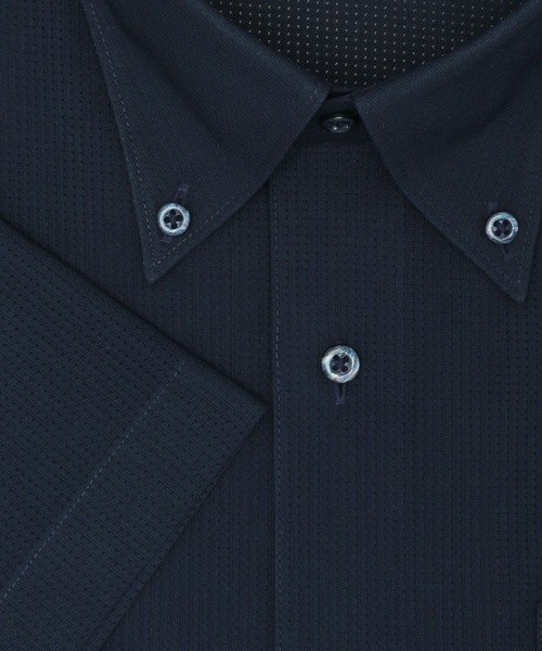 TOKYO SHIRTS(トウキョウシャツ)の「形態安定ノンアイロン ボタンダウン 半袖ストレッチビジネスワイシャツ(ビジネスシャツ・メンズ・ネイビー・首回り39cm/首回り41cm/首回り42cm/首回り43cm/首回り37cm)」の5枚目の写真