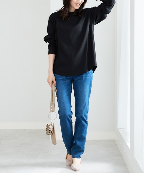 BELLUNA PLUS(ベルーナ)の「乾きやすいドライワッフルプルオーバー(Tシャツ/カットソー・レディース・イエロー/ワイン/グレイッシュベージュ/ブラック・MEDIUM/LARGE/X-LARGE)」の6枚目の写真