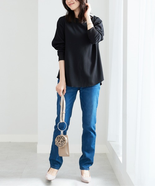 BELLUNA PLUS(ベルーナ)の「乾きやすいドライワッフルプルオーバー(Tシャツ/カットソー・レディース・イエロー/ワイン/グレイッシュベージュ/ブラック・MEDIUM/LARGE/X-LARGE)」の7枚目の写真