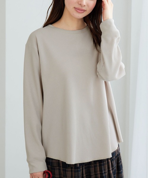 BELLUNA PLUS(ベルーナ)の「乾きやすいドライワッフルプルオーバー(Tシャツ/カットソー・レディース・イエロー/ワイン/グレイッシュベージュ/ブラック・MEDIUM/LARGE/X-LARGE)」の8枚目の写真