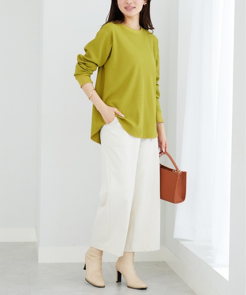 BELLUNA PLUS(ベルーナ)の「乾きやすいドライワッフルプルオーバー(Tシャツ/カットソー・レディース・イエロー/ワイン/グレイッシュベージュ/ブラック・MEDIUM/LARGE/X-LARGE)」の15枚目の写真