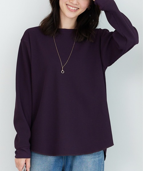 BELLUNA PLUS(ベルーナ)の「乾きやすいドライワッフルプルオーバー(Tシャツ/カットソー・レディース・イエロー/ワイン/グレイッシュベージュ/ブラック・MEDIUM/LARGE/X-LARGE)」の19枚目の写真
