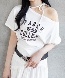 clear | チョーカー付きワンショルロゴTシャツ［カジュアル 韓国ファッション 半袖］≪SS新作≫(Tシャツ/カットソー)