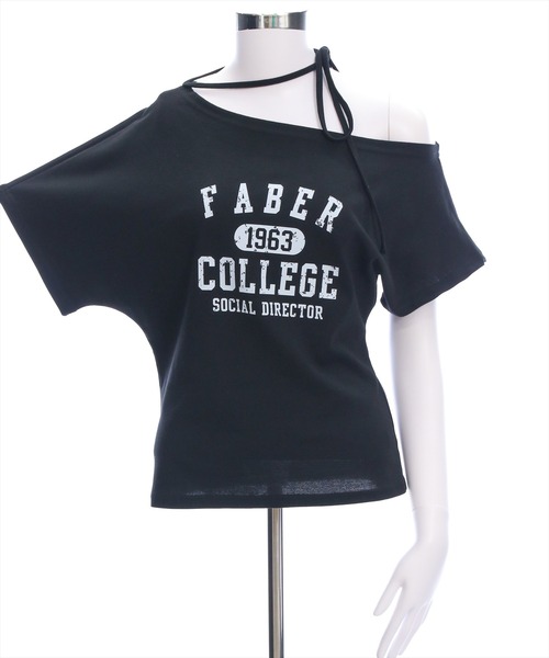 clear（クリア）の「チョーカー付きワンショルロゴTシャツ［カジュアル 韓国ファッション 半袖］（Tシャツ/カットソー・レディース・オフホワイト/イエロー/ブラック・F）」の16枚目の写真