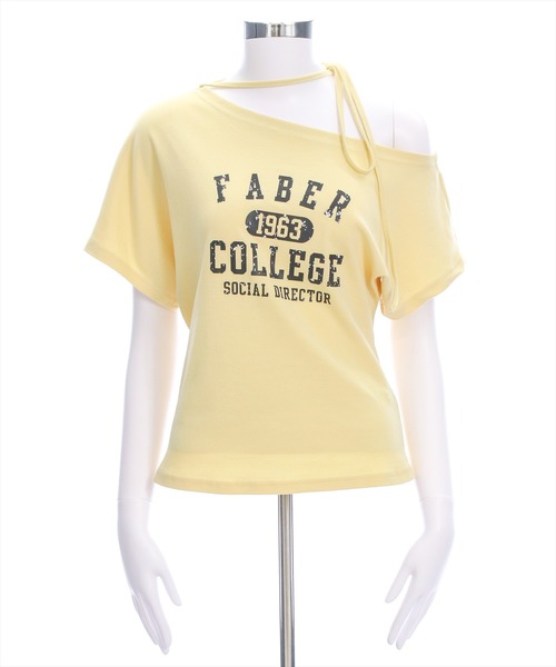 clear（クリア）の「チョーカー付きワンショルロゴTシャツ［カジュアル 韓国ファッション 半袖］（Tシャツ/カットソー・レディース・オフホワイト/イエロー/ブラック・F）」の19枚目の写真