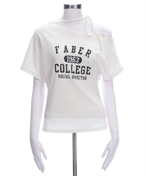 clear（クリア）の「チョーカー付きワンショルロゴTシャツ［カジュアル 韓国ファッション 半袖］（Tシャツ/カットソー・レディース・オフホワイト/イエロー/ブラック・F）」の20枚目の写真