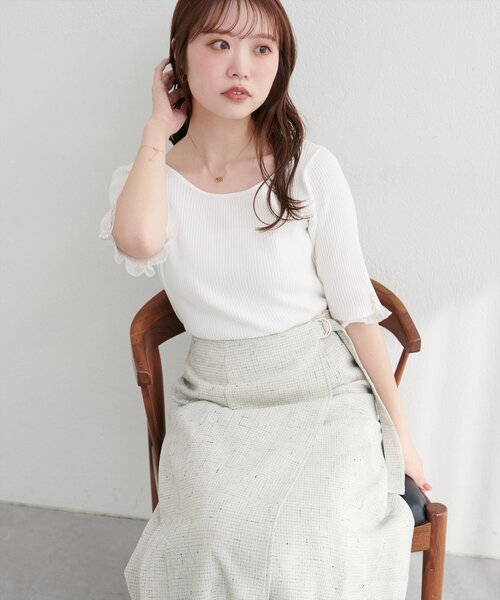 前後2WAYシアーフリルリブニット（ニット/セーター）｜natural couture