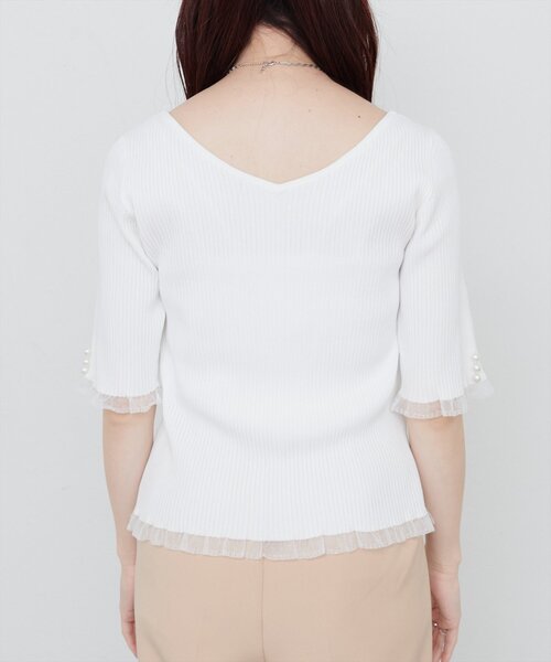 natural couture（ナチュラルクチュール）の「前後2WAYシアーフリルリブニット（ニット/セーター・レディース・オフホワイト/ブルー/グレイッシュベージュ/ブラック/ピンク/レッド・FREE）」の13枚目の写真