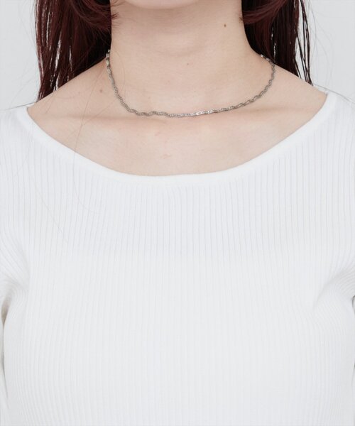 natural couture（ナチュラルクチュール）の「前後2WAYシアーフリルリブニット（ニット/セーター・レディース・オフホワイト/ブルー/グレイッシュベージュ/ブラック/ピンク/レッド・FREE）」の14枚目の写真