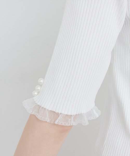 natural couture（ナチュラルクチュール）の「前後2WAYシアーフリルリブニット（ニット/セーター・レディース・オフホワイト/ブルー/グレイッシュベージュ/ブラック/ピンク/レッド・FREE）」の16枚目の写真