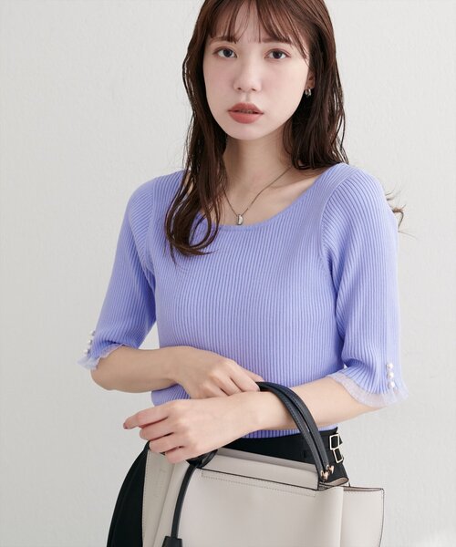 前後2WAYシアーフリルリブニット（ニット/セーター）｜natural couture