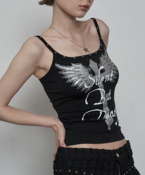 キャミソール 「SETUP‐EXE」CROSS STUDDED SLEEVELESS  / 「セットアップエグゼ」クロススタッズキャミソール SETUP‐EXE】CROSS STUDDED SLEEVELESS / 【セットアップエグゼ