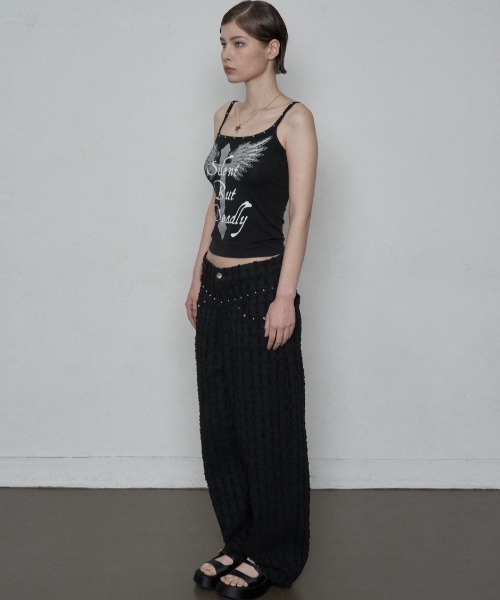 SETUPEXE(セットアップイーエックスイー)の「【SETUP‐EXE】CROSS STUDDED SLEEVELESS / 【セットアップエグゼ】クロススタッズキャミソール(キャミソール・レディース・オフホワイト/ブラック・ONE SIZE)」の12枚目の写真