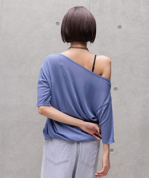 PAGEBOY（ページボーイ）の「ドロストシャーリング半袖セット（Tシャツ/カットソー・レディース・ブラック/グレー/ホワイト/ロイヤルブルー・FREE）」の5枚目の写真