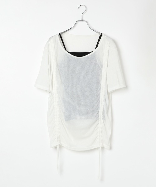 PAGEBOY（ページボーイ）の「ドロストシャーリング半袖セット（Tシャツ/カットソー・レディース・ブラック/グレー/ホワイト/ロイヤルブルー・FREE）」の7枚目の写真