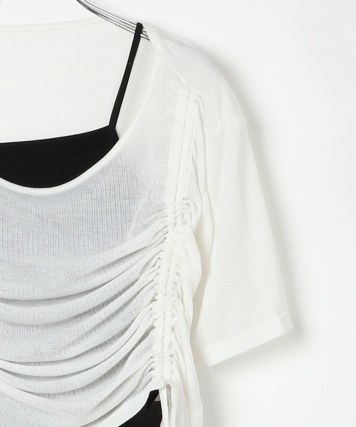 PAGEBOY（ページボーイ）の「ドロストシャーリング半袖セット（Tシャツ/カットソー・レディース・ブラック/グレー/ホワイト/ロイヤルブルー・FREE）」の9枚目の写真