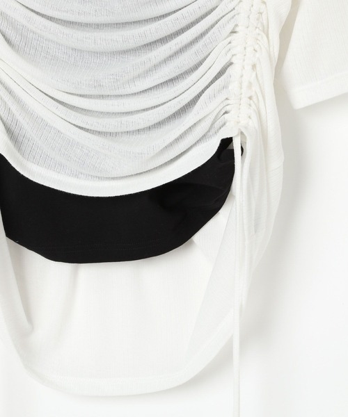 PAGEBOY（ページボーイ）の「ドロストシャーリング半袖セット（Tシャツ/カットソー・レディース・ブラック/グレー/ホワイト/ロイヤルブルー・FREE）」の10枚目の写真