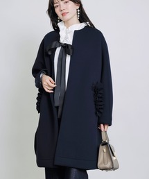 PICCIN PERLA | フリルポケットコート(ノーカラーコート)