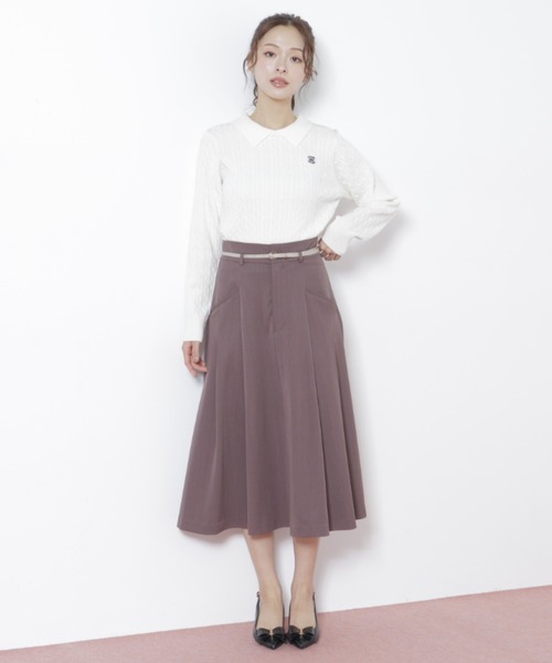 JILL by JILL STUART（ジルバイジルスチュアート）の「◇ベルト付タックフレアスカート（スカート・レディース・グレー/ブラウン/ピンク・SMALL/MEDIUM）」の2枚目の写真