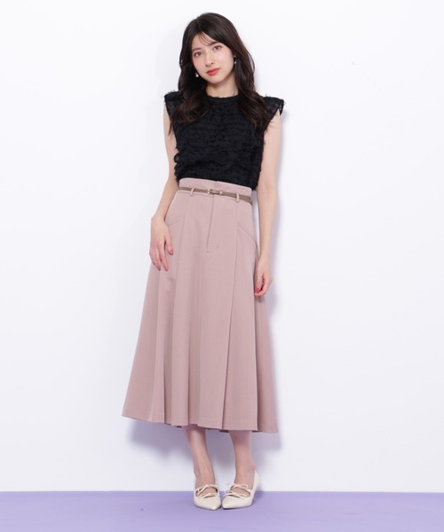 JILL by JILL STUART（ジルバイジルスチュアート）の「◇ベルト付タックフレアスカート（スカート・レディース・グレー/ブラウン/ピンク・SMALL/MEDIUM）」の4枚目の写真