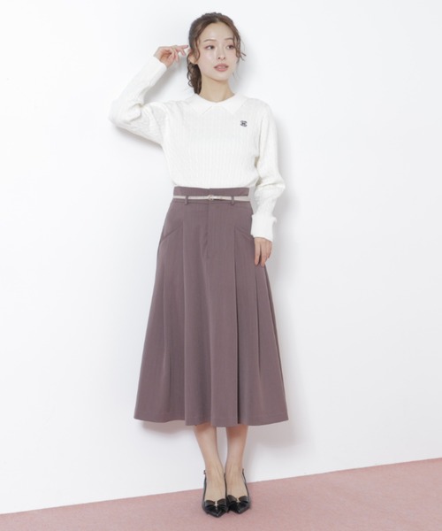 JILL by JILL STUART（ジルバイジルスチュアート）の「◇ベルト付タックフレアスカート（スカート・レディース・グレー/ブラウン/ピンク・SMALL/MEDIUM）」の21枚目の写真