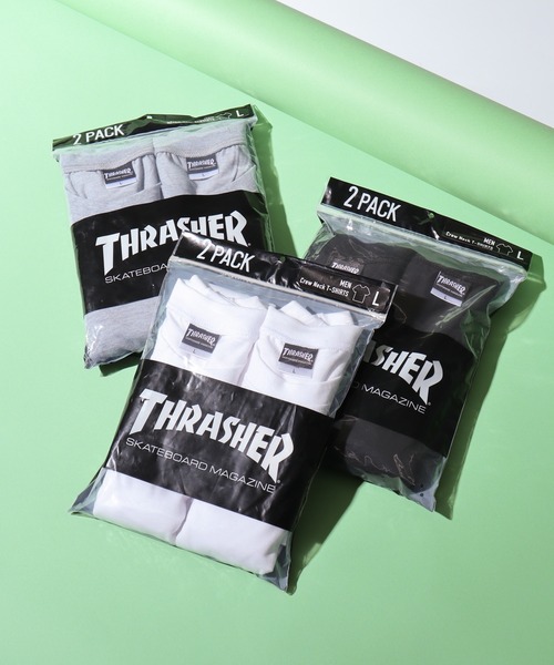 THRASHER（スラッシャー）の「THRASHER スラッシャー 2P プレーン 無地 クルーネック 半袖TEEシャツ（Tシャツ/カットソー・メンズ・グレー/ブラック/ホワイト・M/L/XL）」の2枚目の写真