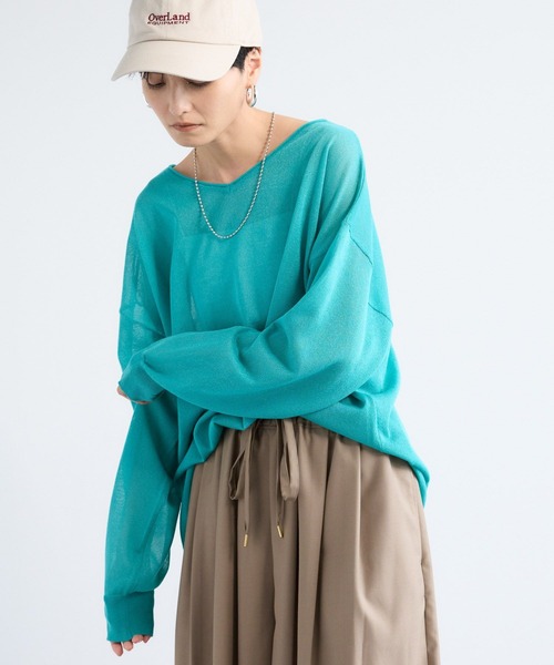 BARNYARDSTORM（バンヤードストーム）の「BARNYARDSTORM / シアー2WAYニット / ハンドウォッシャブル（ニット/セーター・レディース・グリーン/ベージュ・FREE）」の16枚目の写真