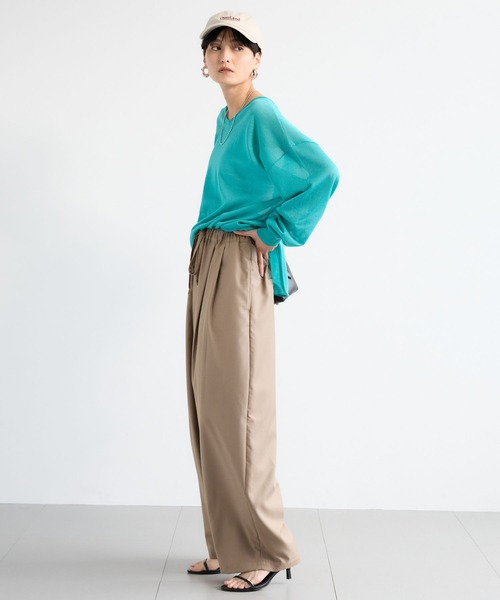 BARNYARDSTORM（バンヤードストーム）の「BARNYARDSTORM / シアー2WAYニット / ハンドウォッシャブル（ニット/セーター・レディース・グリーン/ベージュ・FREE）」の19枚目の写真