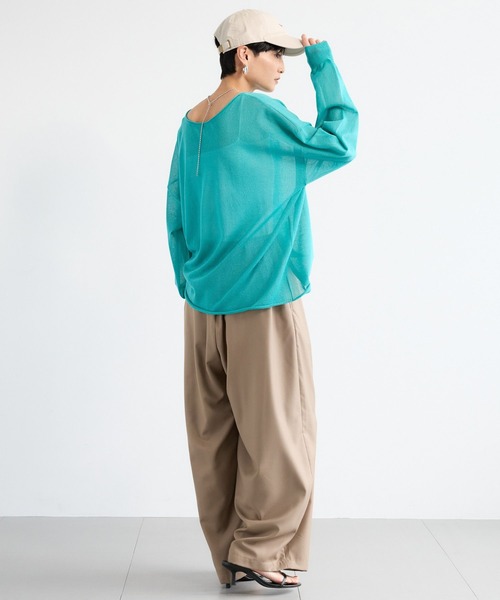 BARNYARDSTORM（バンヤードストーム）の「BARNYARDSTORM / シアー2WAYニット / ハンドウォッシャブル（ニット/セーター・レディース・グリーン/ベージュ・FREE）」の20枚目の写真