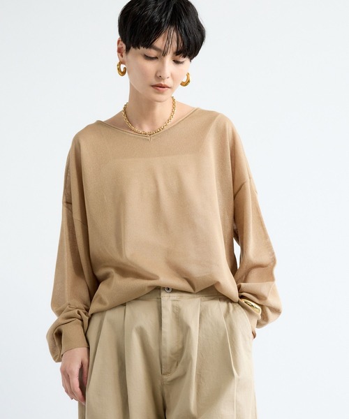 BARNYARDSTORM（バンヤードストーム）の「BARNYARDSTORM / シアー2WAYニット / ハンドウォッシャブル（ニット/セーター・レディース・グリーン/ベージュ・FREE）」の21枚目の写真