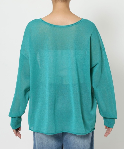 BARNYARDSTORM（バンヤードストーム）の「BARNYARDSTORM / シアー2WAYニット / ハンドウォッシャブル（ニット/セーター・レディース・グリーン/ベージュ・FREE）」の5枚目の写真