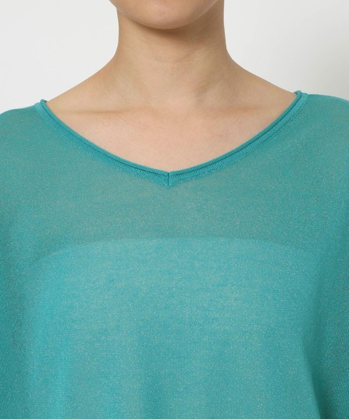 BARNYARDSTORM（バンヤードストーム）の「BARNYARDSTORM / シアー2WAYニット / ハンドウォッシャブル（ニット/セーター・レディース・グリーン/ベージュ・FREE）」の6枚目の写真