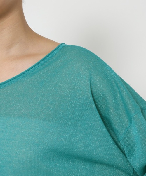 BARNYARDSTORM（バンヤードストーム）の「BARNYARDSTORM / シアー2WAYニット / ハンドウォッシャブル（ニット/セーター・レディース・グリーン/ベージュ・FREE）」の8枚目の写真