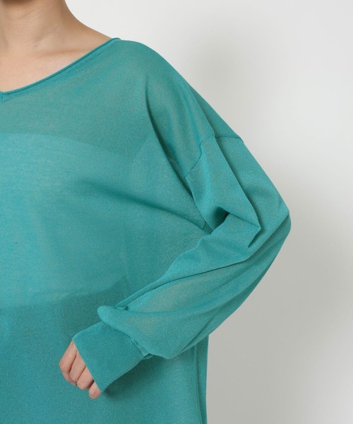 BARNYARDSTORM（バンヤードストーム）の「BARNYARDSTORM / シアー2WAYニット / ハンドウォッシャブル（ニット/セーター・レディース・グリーン/ベージュ・FREE）」の9枚目の写真