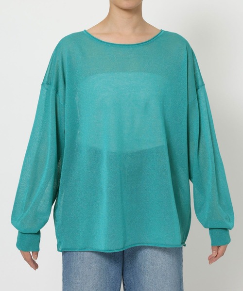 BARNYARDSTORM（バンヤードストーム）の「BARNYARDSTORM / シアー2WAYニット / ハンドウォッシャブル（ニット/セーター・レディース・グリーン/ベージュ・FREE）」の12枚目の写真