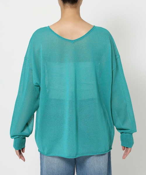 BARNYARDSTORM（バンヤードストーム）の「BARNYARDSTORM / シアー2WAYニット / ハンドウォッシャブル（ニット/セーター・レディース・グリーン/ベージュ・FREE）」の13枚目の写真