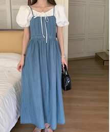 ストラップデニムワンピース