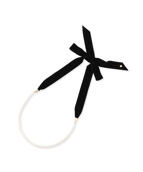 VIS（ビス）の「ベロアリボンガラスパールネックレス（ネックレス・レディース・ホワイト・FREE）」の6枚目の写真