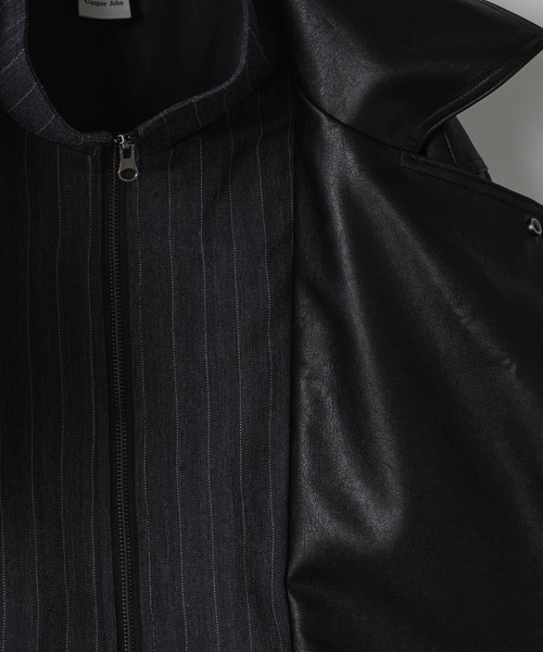 CASPER JOHN（キャスパージョン）の「Layered blouson / レイヤードブルゾン（ライダースジャケット・メンズ・ブラック/ブラック系その他・LARGE/MEDIUM/SMALL/X-SMALL）」の14枚目の写真