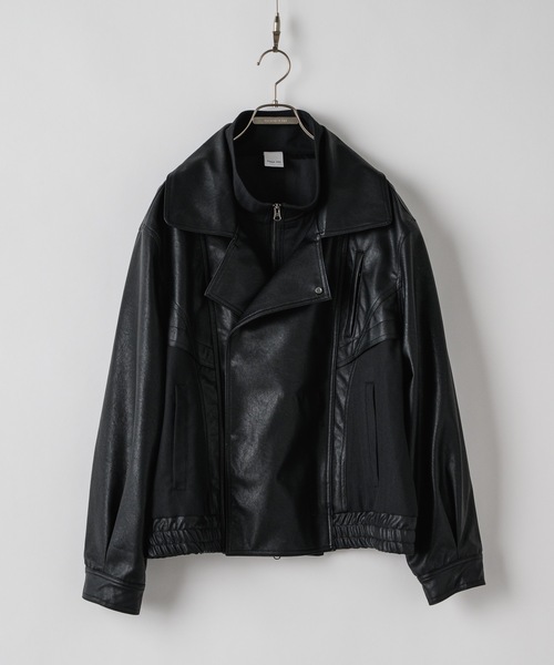 CASPER JOHN（キャスパージョン）の「Layered blouson / レイヤードブルゾン（ライダースジャケット・メンズ・ブラック/ブラック系その他・LARGE/MEDIUM/SMALL/X-SMALL）」の17枚目の写真